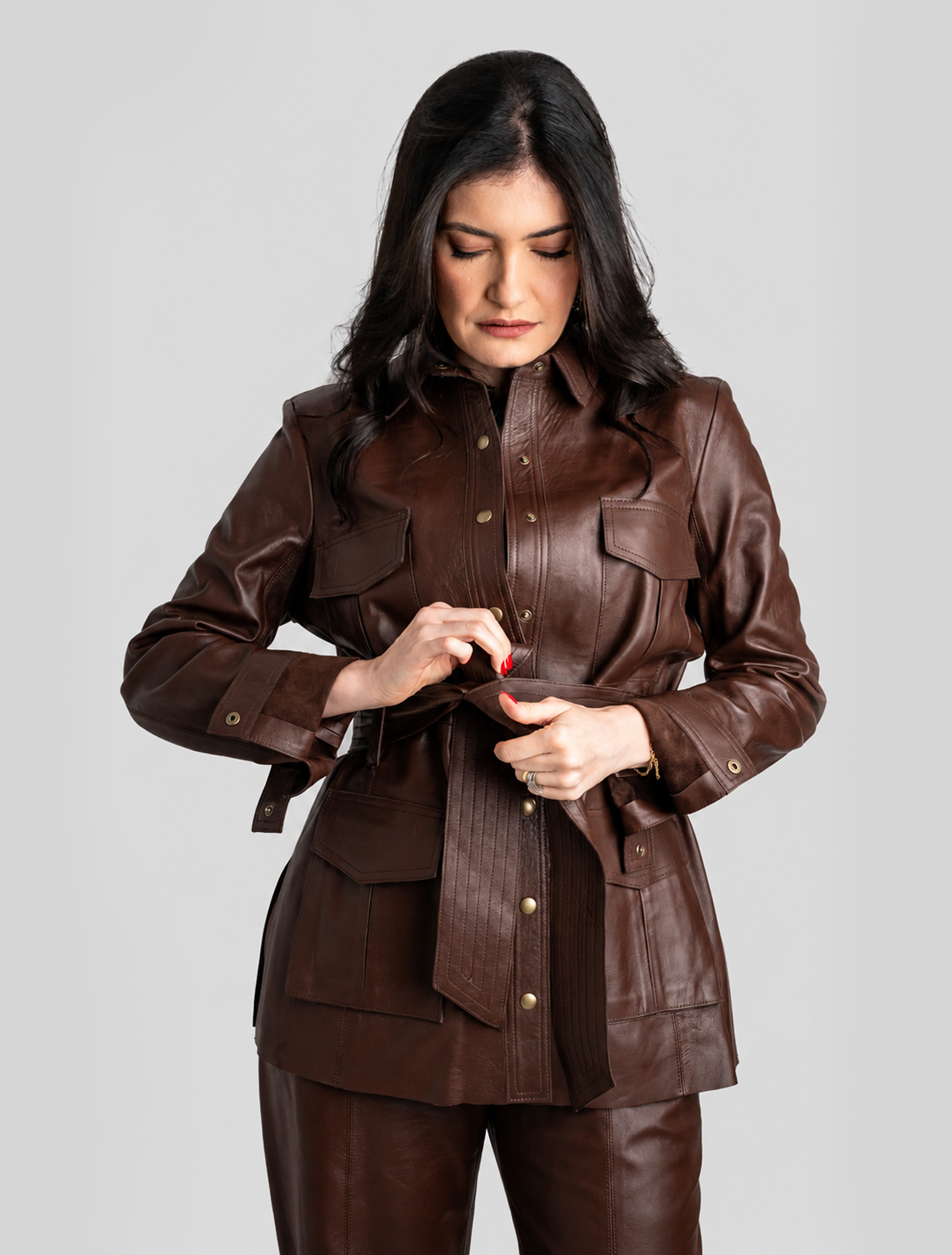 Parka Faixa em Couro-3