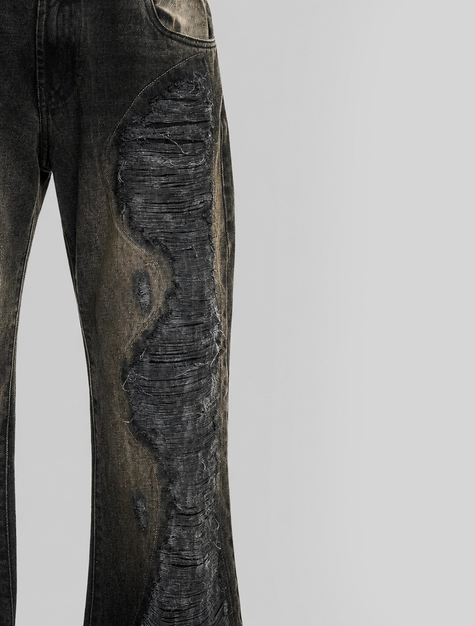 CALÇA JEANS FLARE BLACK RASGOS FRONTAIS-4