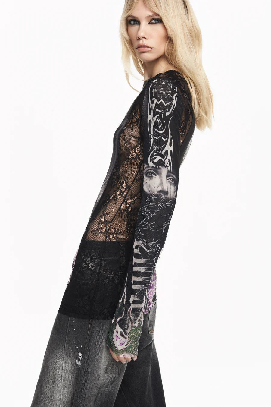 BLUSA MANGA LONGA TULE E RENDA TATTO DRAGAO-9