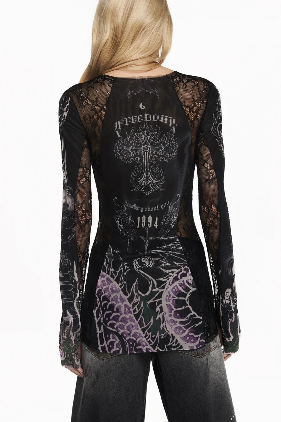 BLUSA MANGA LONGA TULE E RENDA TATTO DRAGAO-3
