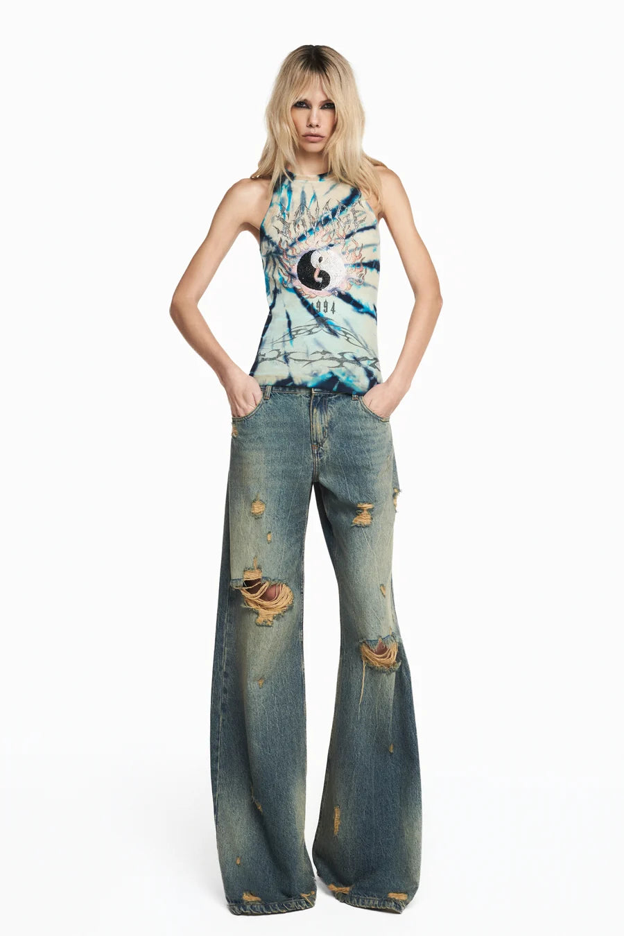 REGATA MALHA TATTOO YING YANG TIE DYE PEDRAS