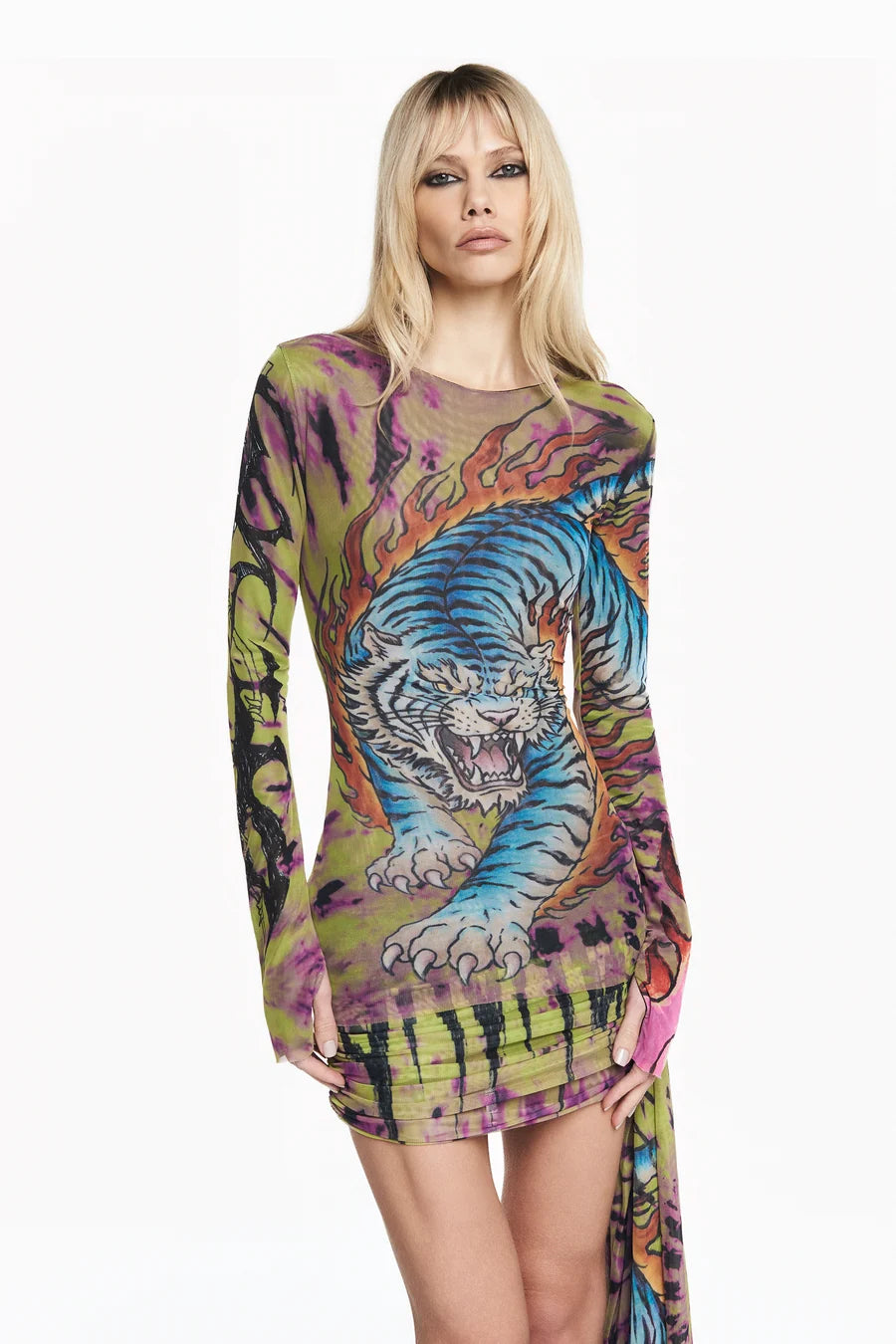 BLUSA MANGA LONGA TULE TATTOO TIGRE