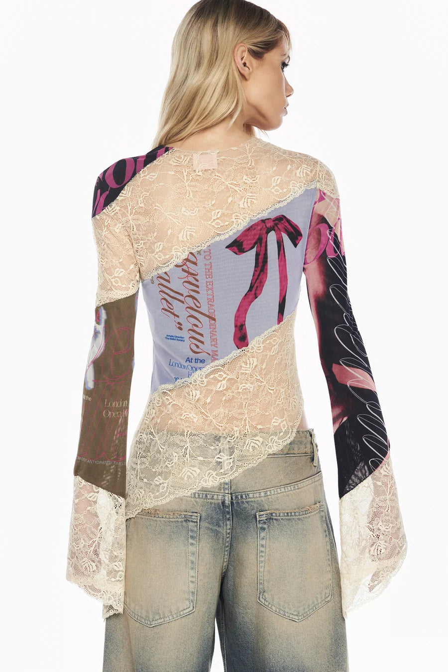BLUSA MANGA LONGA TULE E RENDA BALLET LACO